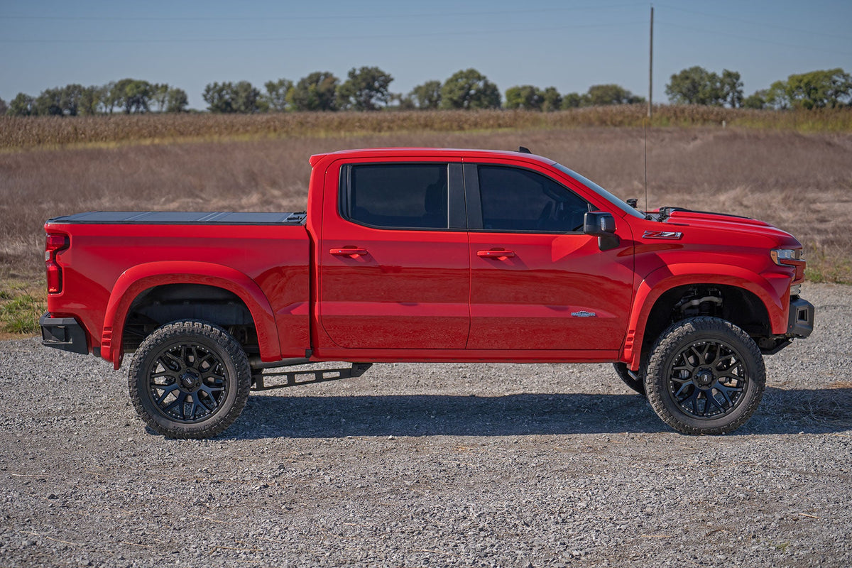 Rough Country Hard Tri-Fold Flip Up Bed Cover 5 ft10 Inch Bed Chevy GMC Sierra 1500 19-26 Silverado 1500 19-26