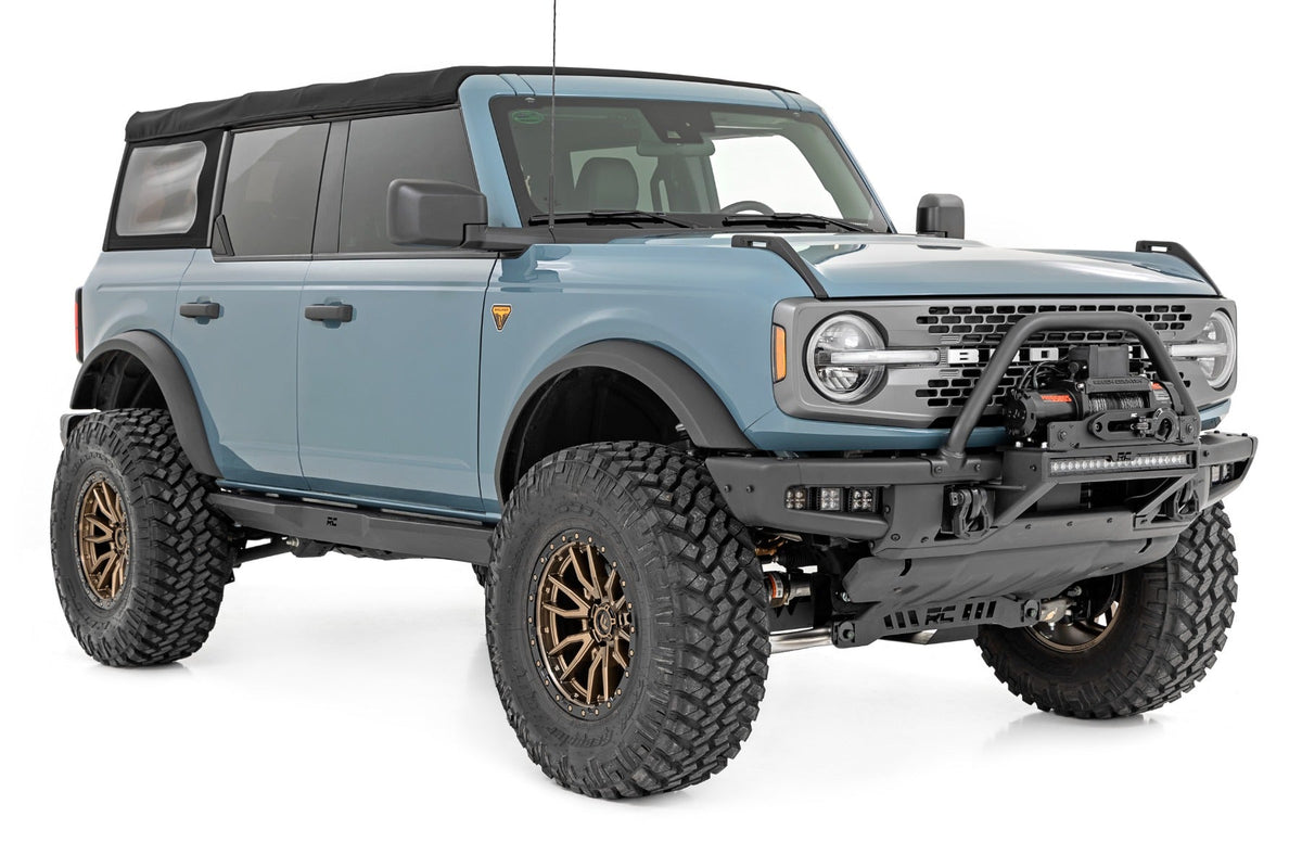 Rough Country LED Light Kit Fog Mount Triple 2 Black Pair Spot Flood Ford Bronco (21-26)