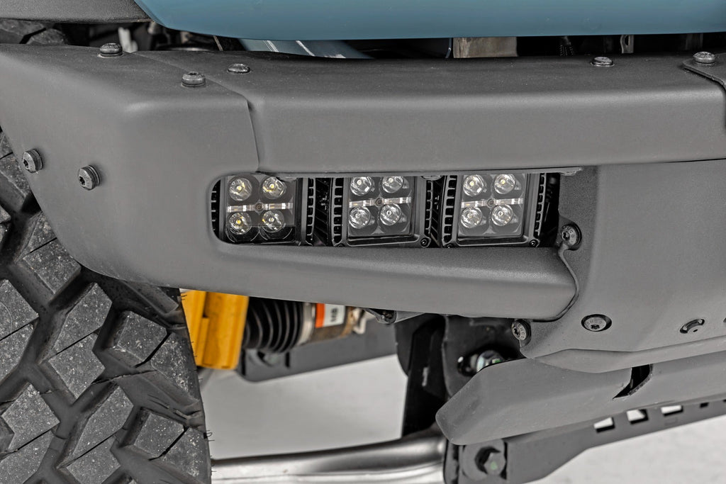 Rough Country LED Light Kit Fog Mount Triple 2 Black Pair Spot Ford Bronco (21-26)