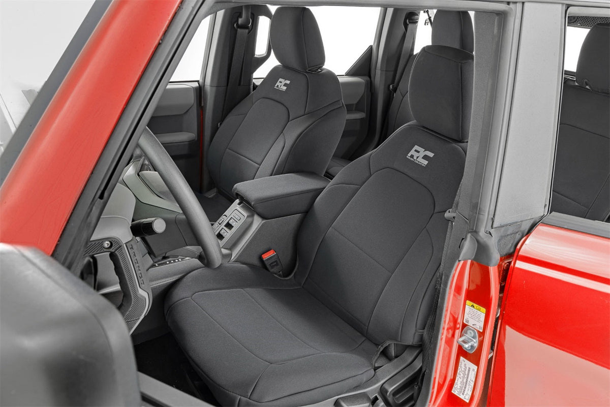 Rough Country Seat Covers Bucket Seats W Fold Down RR Armrest FR and RR 4DR Ford Bronco 21-26