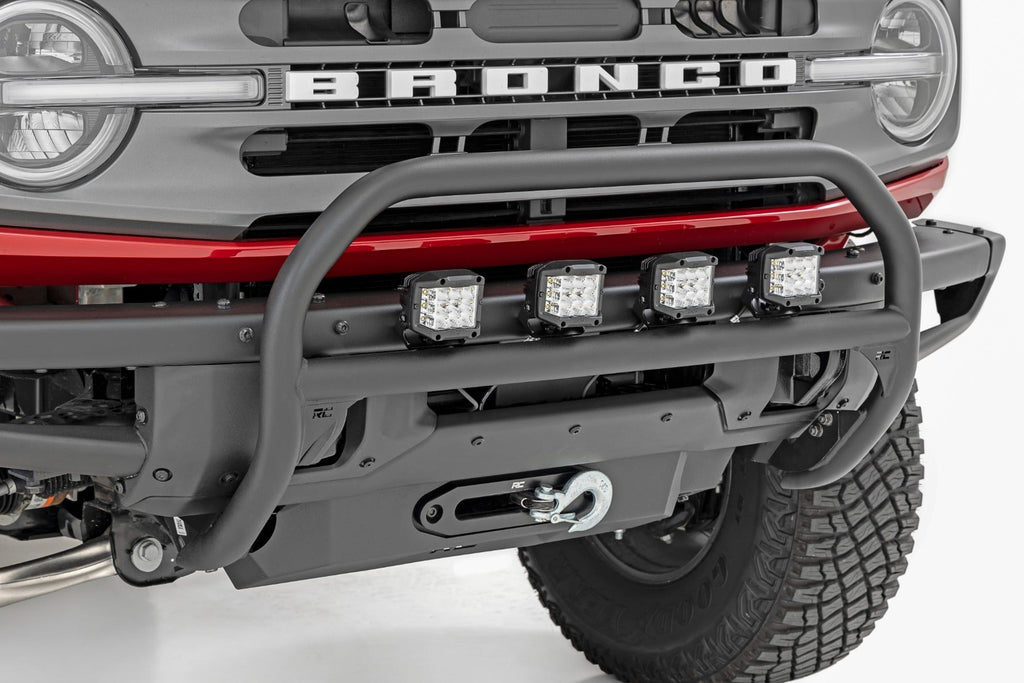 Rough Country Nudge Bar 4 Inch Round Led (x4) OE Modular Steel Ford Bronco 4WD (21-26)