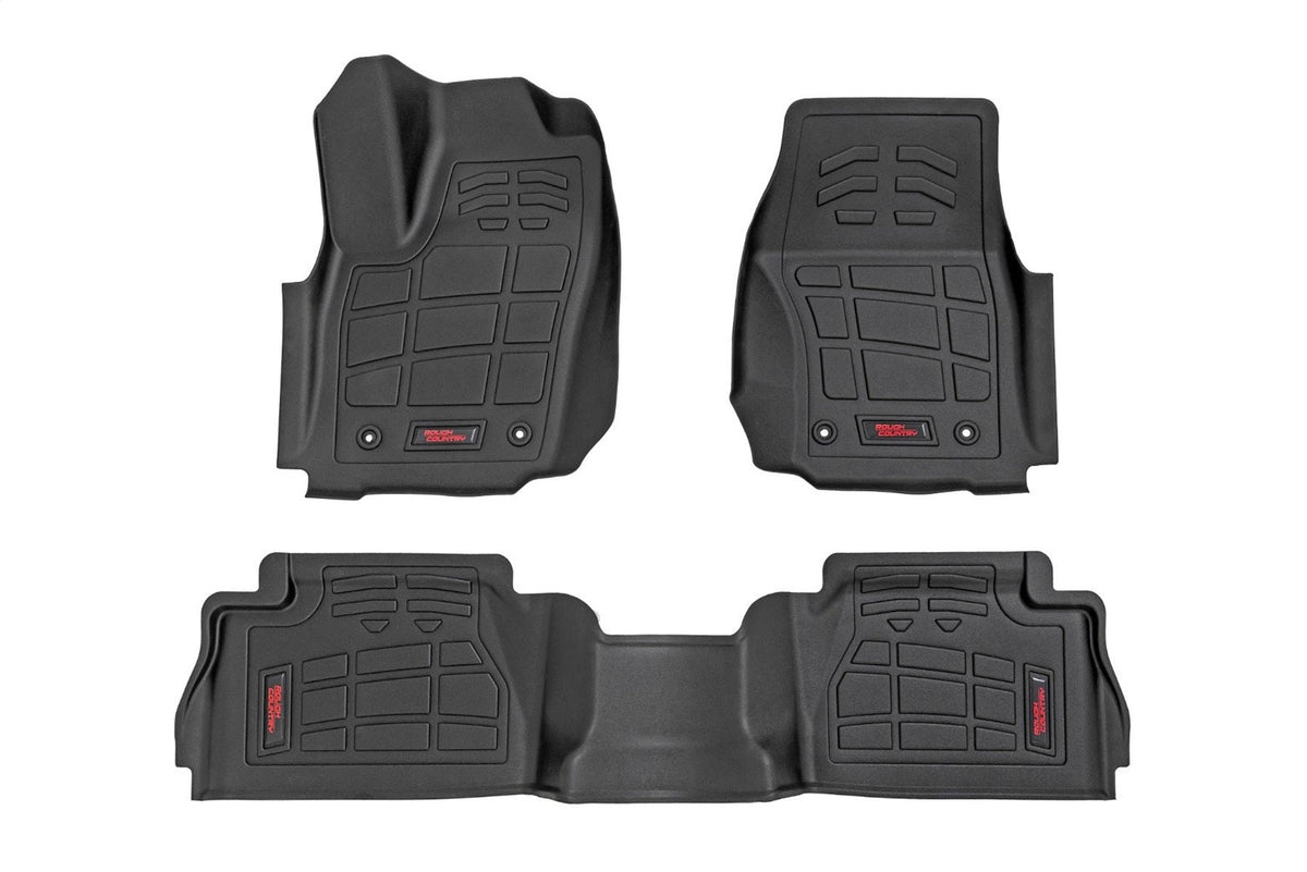 Rough Country Sure-Fit Floor Mats Front Rear Double Cab Toyota Tacoma (24-26)