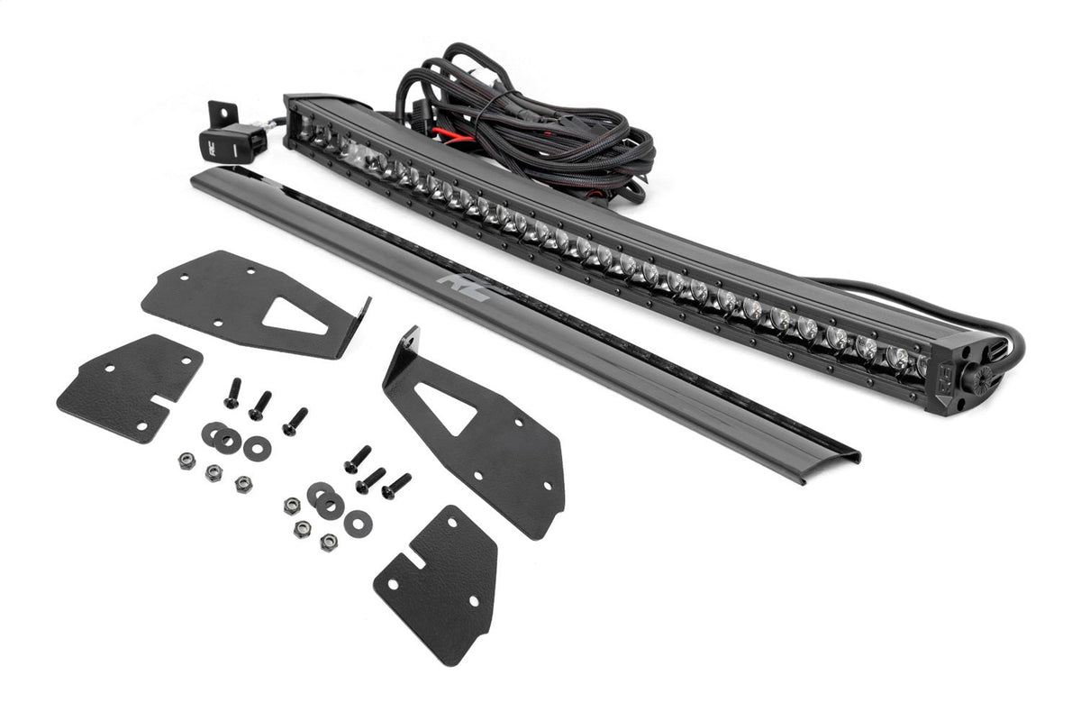 Rough Country LED Light Kit Grille Mount 30 Black Single Row White DRL Ford Raptor (17-20)