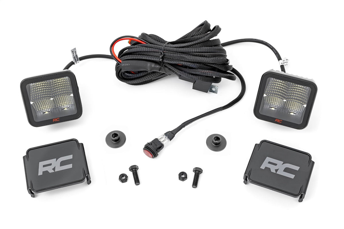Rough Country LED Light Kit Ditch Mount 2 Spectrum Pair Spot Pattern Ford Bronco (21-26)