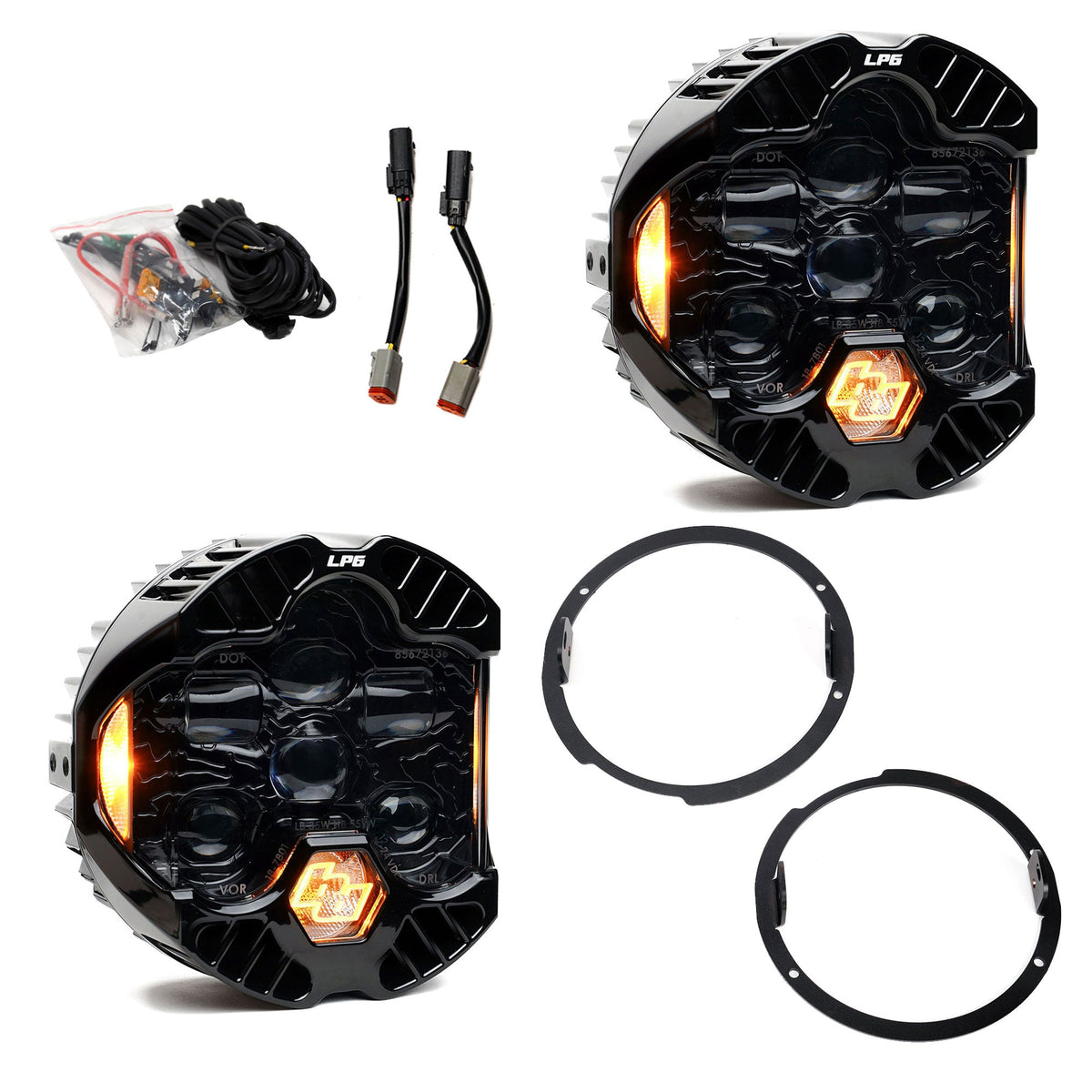 Baja Designs 2007 - 2018 Jeep JK DOT LP6 Headlight Kit Amber DRL
