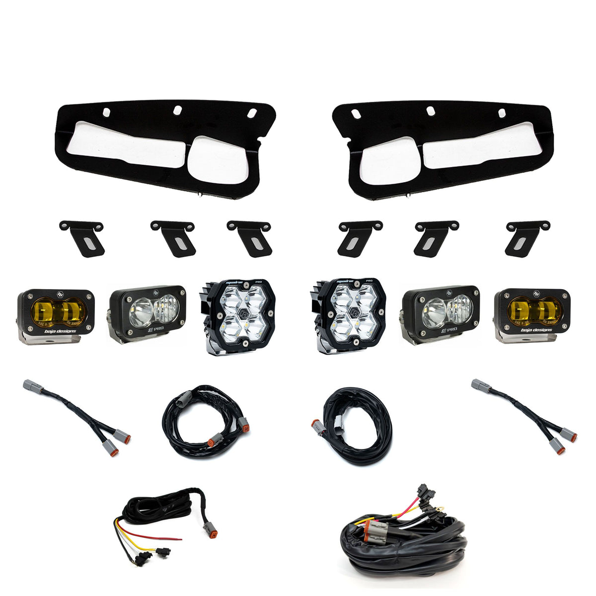 Baja Designs Ford Bronco (21-25) S2 SAE Amber S2 Pro D C Clear Squadron 2.0 Pro Spot Clear FPK Steel Bumper w upfitter
