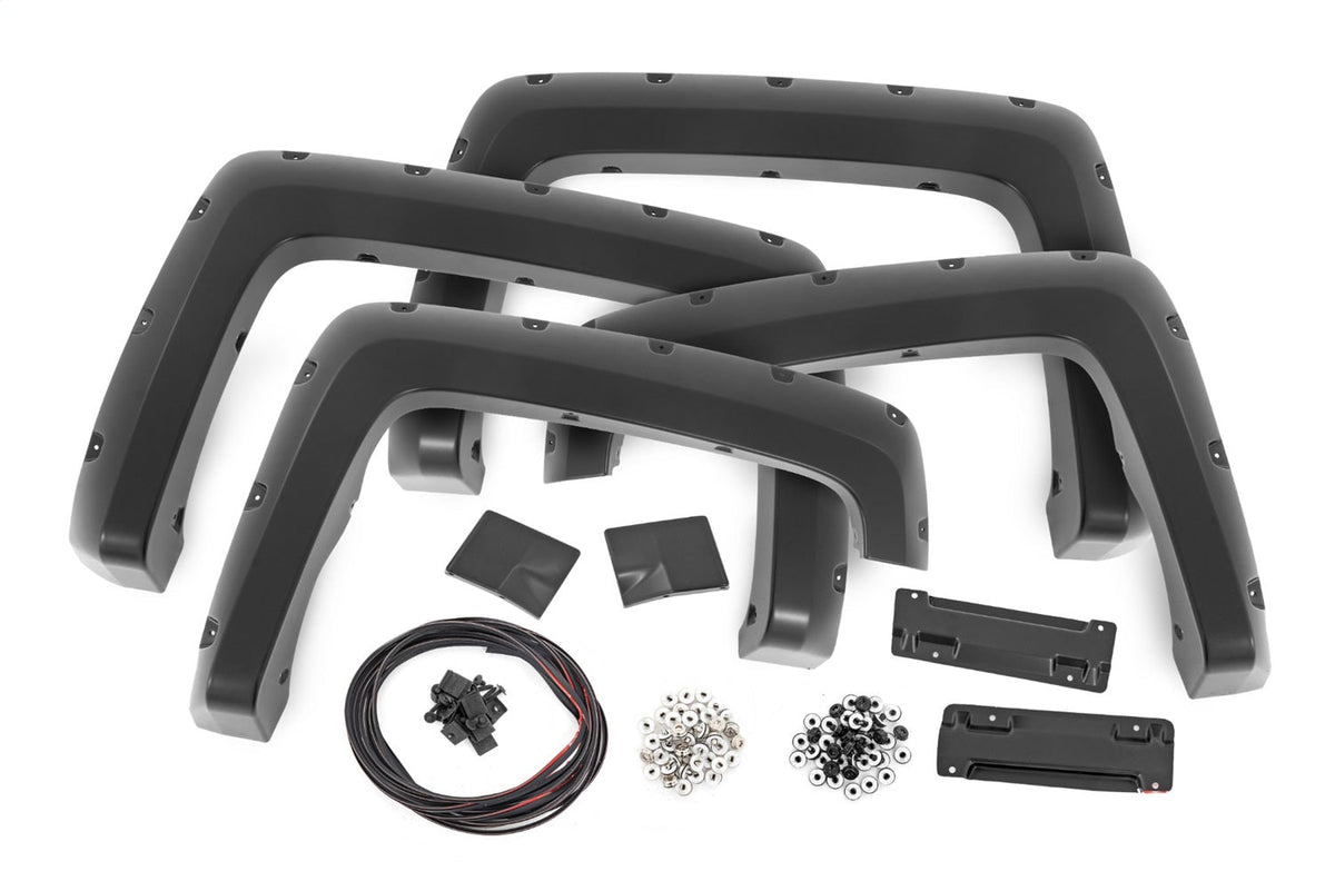 Rough Country Pocket Fender Flares 6 7 8 Bed GAZ Summit White Chevy Silverado 1500 (14-18) 2500HD (15-19)