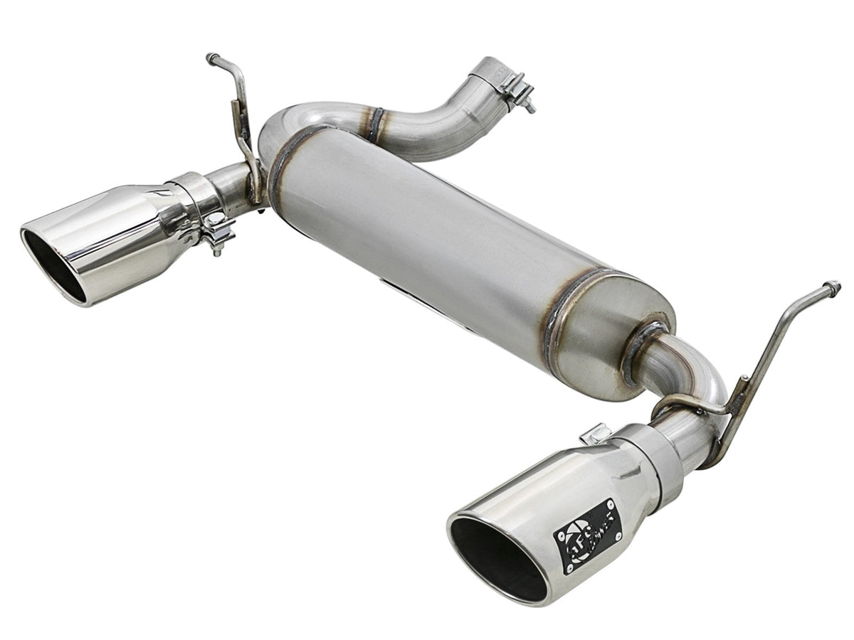 aFe Rebel Series 2-1/2 IN 409 Stainless Steel Axle-Back Exhaust w/ Polished Tips Jeep Wrangler (JK) 07-18 V6-3.6L/3.8L