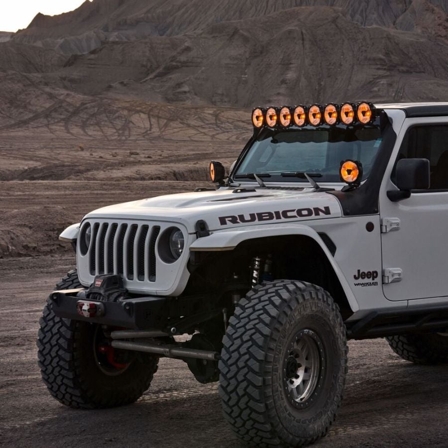 KC HiLiTES Gravity Titan overhead light bar mounted on Jeep Gladiator