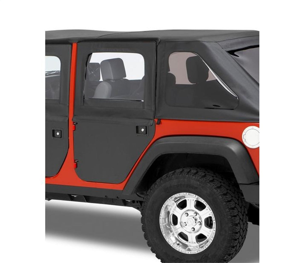 Bestop Full Fabric Doors - Jeep 07-18 Wrangler JK 4-Door; (Rear Doors; Black Twill)