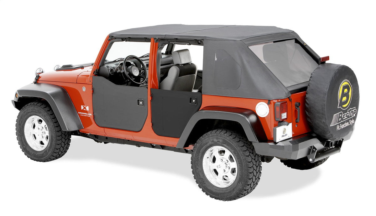 Bestop Lower Fabric Doors - Jeep 07-18 Wrangler JK 4-Door (Rear Doors; Black Diamond)