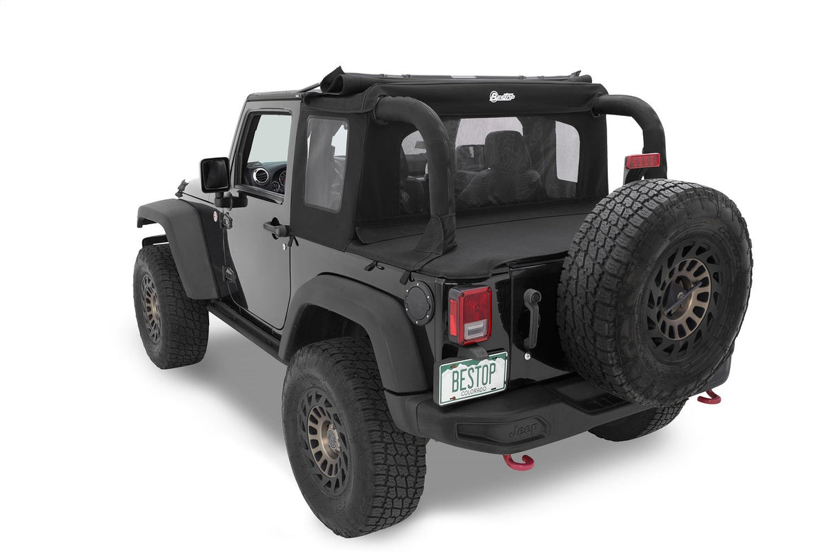 Bestop Halftop Soft Top - Jeep 07-18 Wrangler JK 2-Door (Premium Black Twill)
