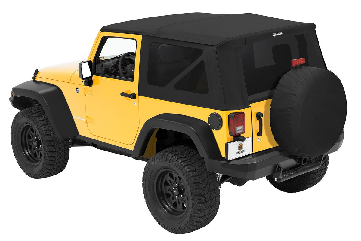 Bestop Replace-A-Top For OEM - Jeep 07-09 Wrangler JK 2-Door (Black Diamond Sailcloth; Tinted Windows; No Door Skins Included)