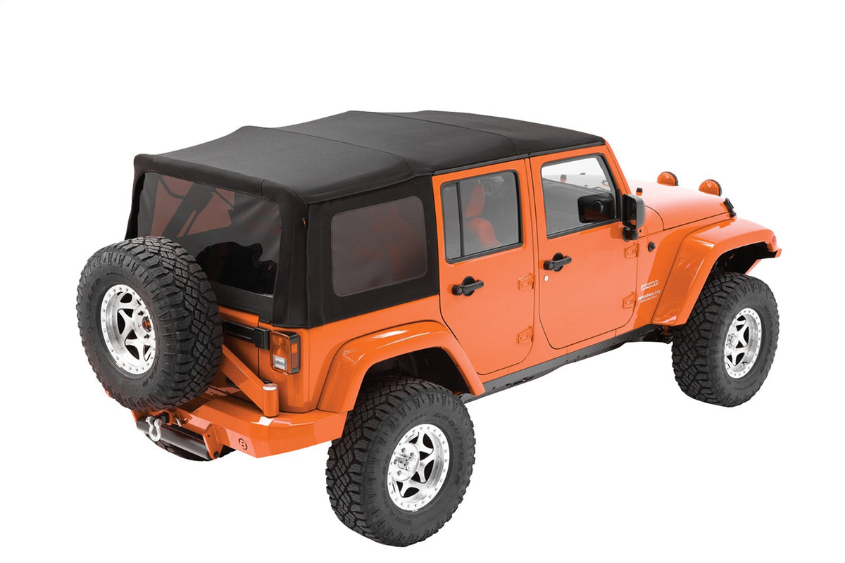 Bestop Replace-A-Top OE Exact (OEX) for OEM - Jeep 07-09 Wrangler JK 4-Door (Black Diamond Sailcloth; Tinted Windows; No Door Skins Included)