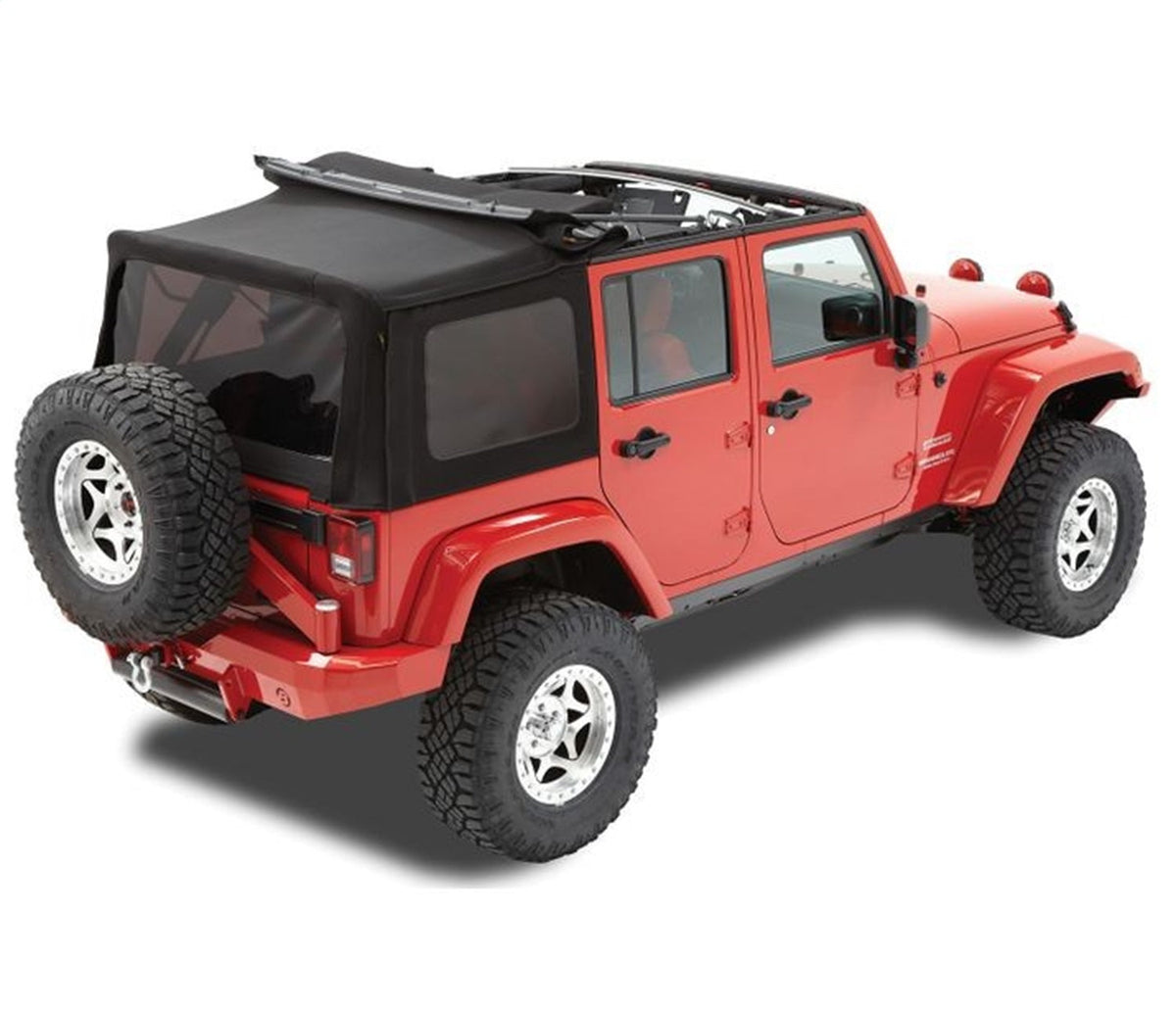 Bestop Replace-A-Top For OEM - Jeep 07-09 Wrangler JK 4-Door (Premium Black Twill; Tinted Windows; No Door Skins Included)