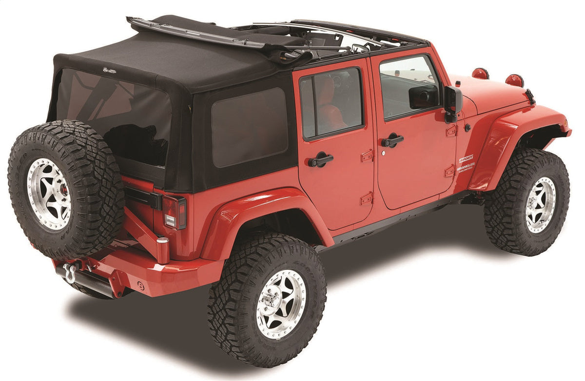 Bestop Replace-A-Top For OEM - Jeep 10-18 Wrangler JK 4-Door (Premium Black Twill; Tinted Windows; No Door Skins Included)