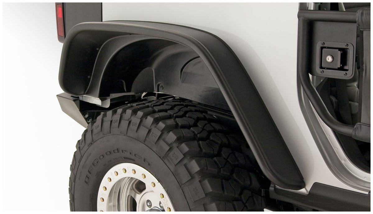 Bushwacker FF JEEP FLAT STYLE 2PC 2007-2018 JEEP WRANGLER FITS 2-DOOR SPORT UTILITY MODELS ONLY BLACK