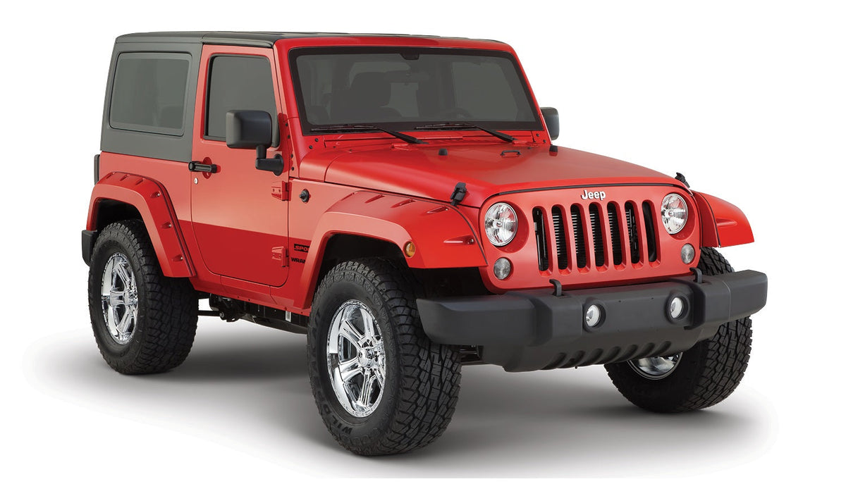 Bushwacker FENDER FLARES POCKET STYLE 2PC 2007-2018 JEEP WRANGLER FITS 2-DOOR SPORT UTILITY MODELS ONLY BLACK