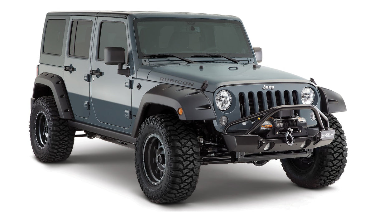Bushwacker FENDER FLARES POCKET STYLE 2PC 2007-2018 JEEP WRANGLER UNLIMITED FITS 4-DOOR SPORT UTILITY MODELS ONLY BLACK