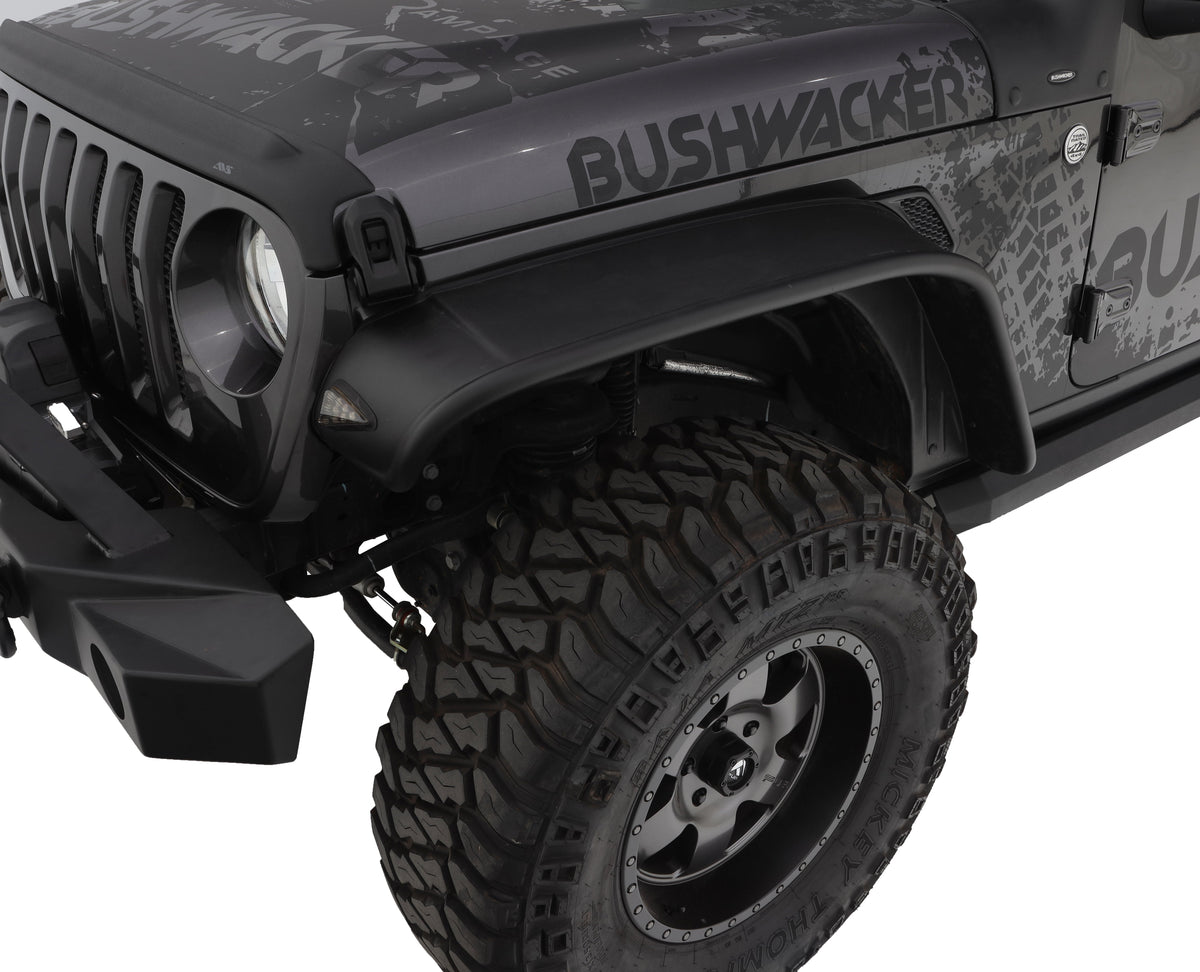Bushwacker FF JEEP FLAT STYLE 2PC FRONT 2018-2021 JEEP WRANGLER(JL) SPORT 2-DOOR BLACK TEXTURED FLAT