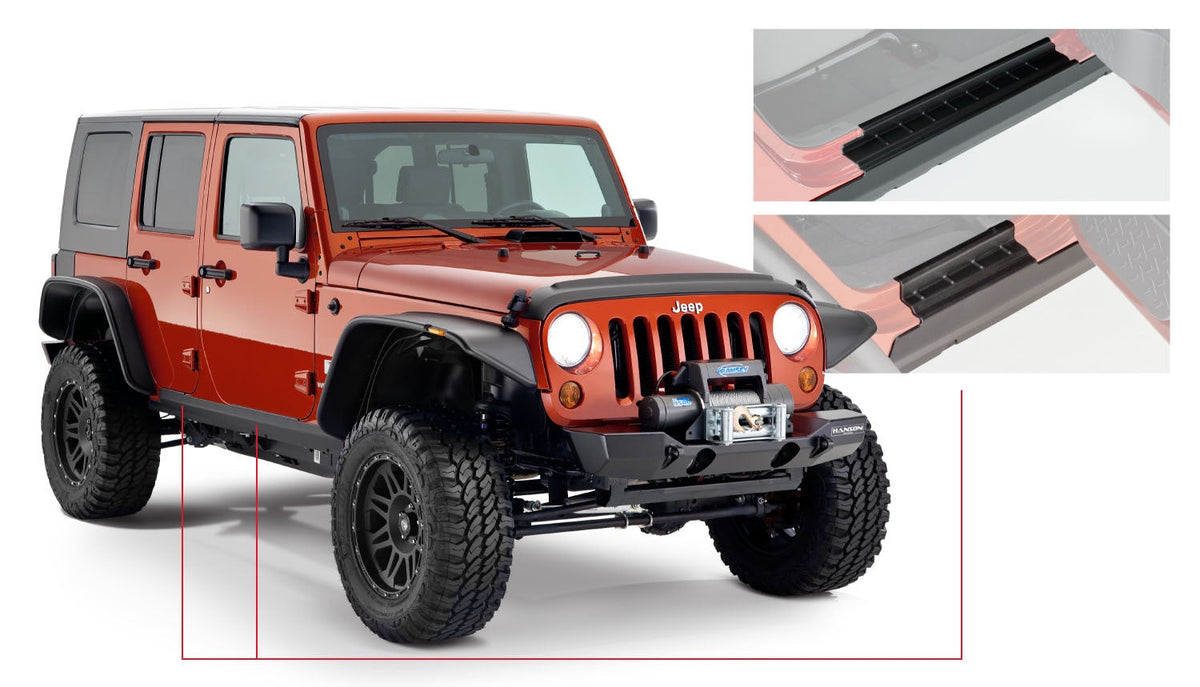 Bushwacker TRAIL ARMOR 2007-2018 JEEP WRANGLER UNLIMITED ROCKER PANEL AND SILL PLATE COVER BLACK