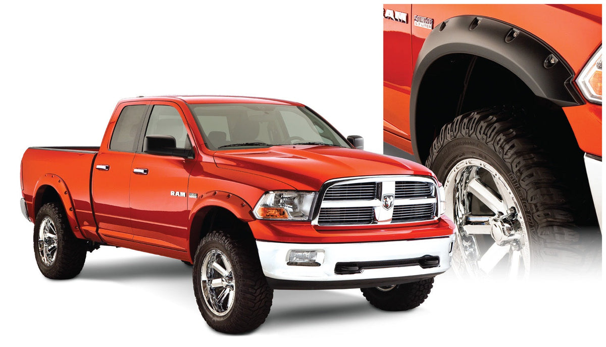 Bushwacker FENDER FLARES POCKET STYLE 4PC 2009-2018 DODGE RAM 1500 67.4/76.3/96.3IN BED EXCLUDES R/T AND REBEL MODEL BLACK