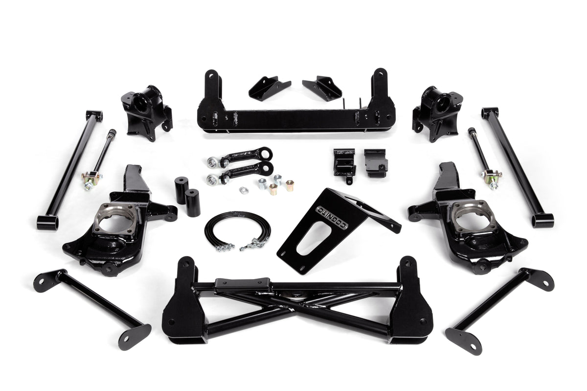 Cognito 7-9 Inch Non-Torsion Bar Drop Front Suspension Lift Kit For 11-19 Silverado Sierra 2500HD 3500HD 2WD Stabilitrak