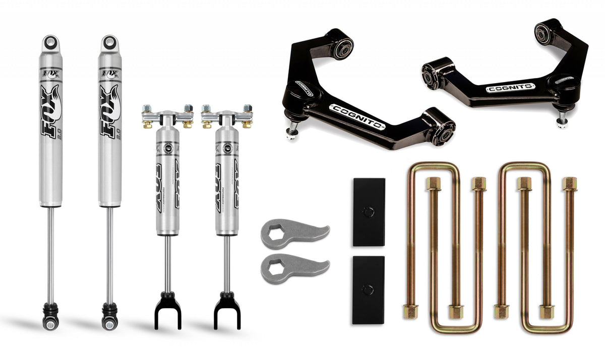 Cognito 3-Inch Performance Uniball Leveling Lift Kit With Fox PS 2.0 IFP Shocks for 20-21 Silverado Sierra 2500 3500 2WD 4WD
