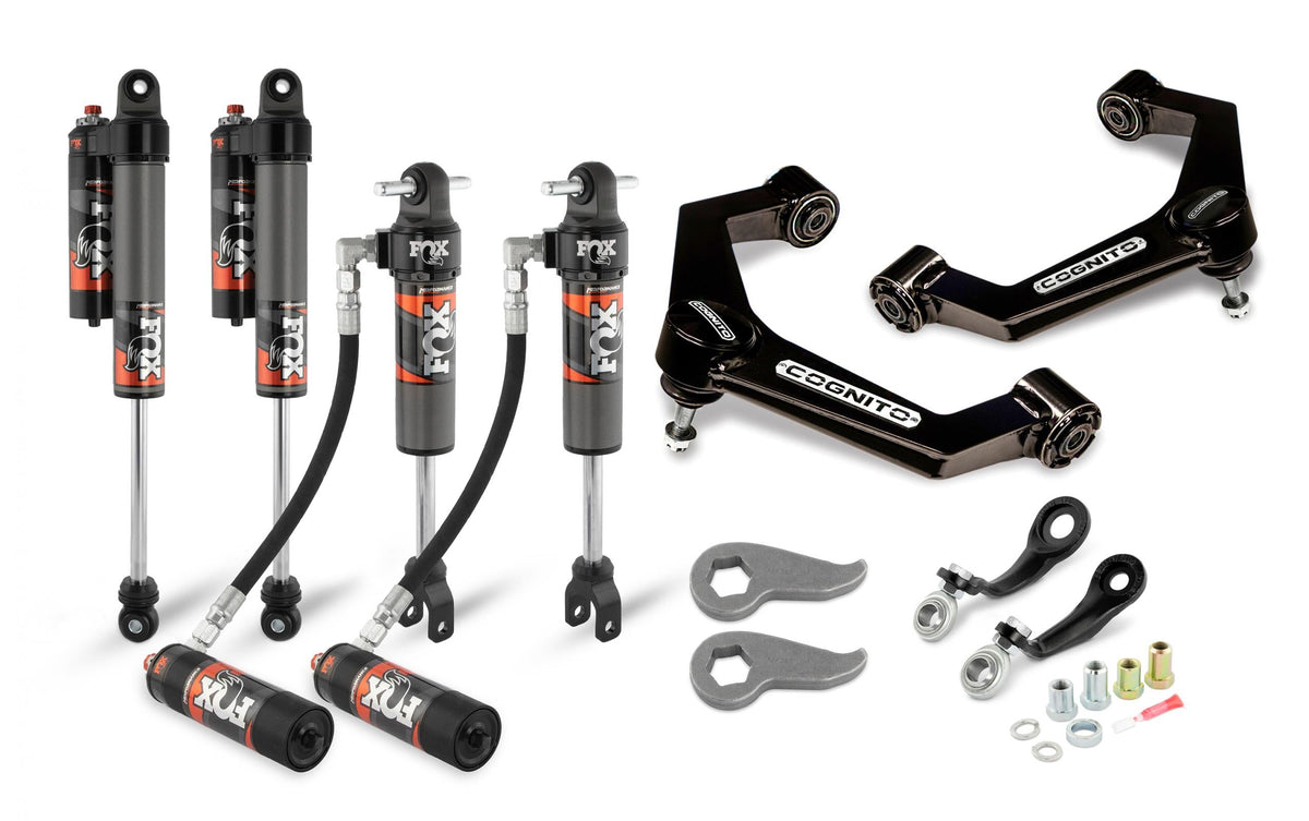 Cognito 3-Inch Elite Leveling Kit with Fox Elite 2.5 Reservoir Shocks for 20-21 Silverado Sierra 2500 3500 2WD 4WD