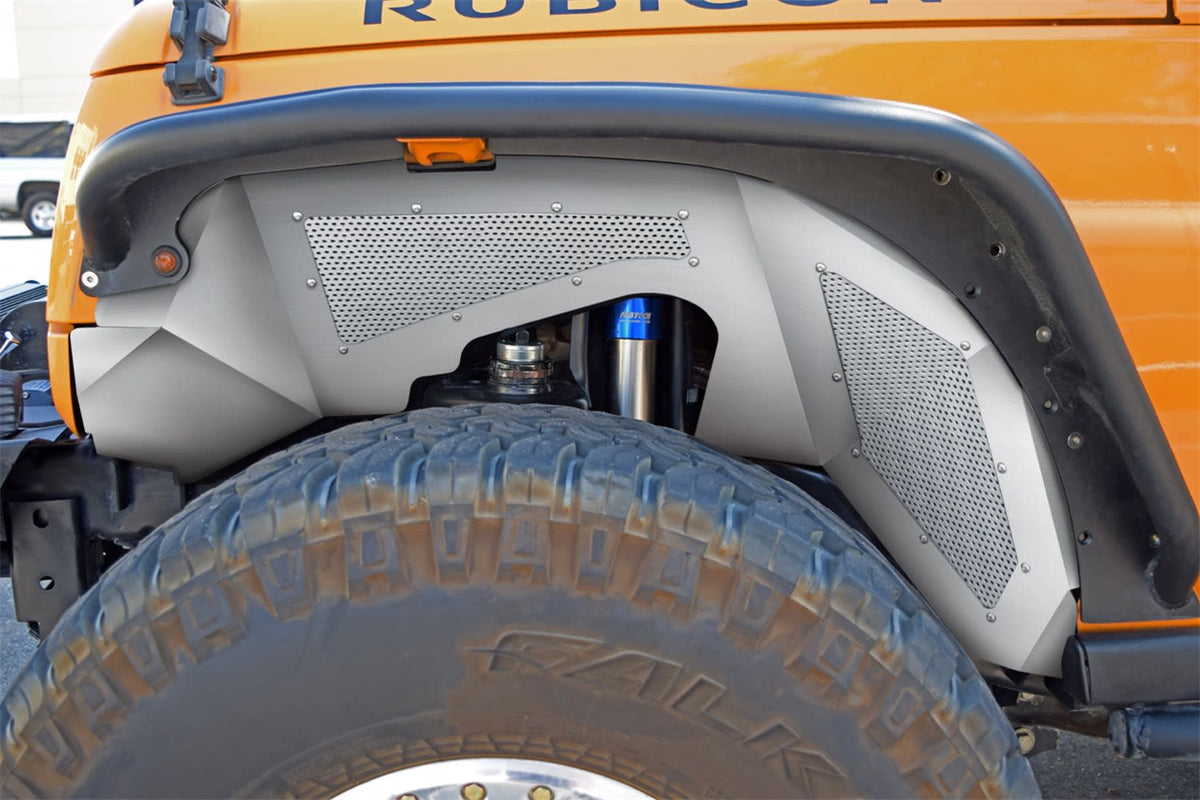 DV8 Offroad Jeep JK Inner Fender Front Aluminum Raw 1 Piece 07-18 Wrangler JK 2/4 Door DV8 Offroad