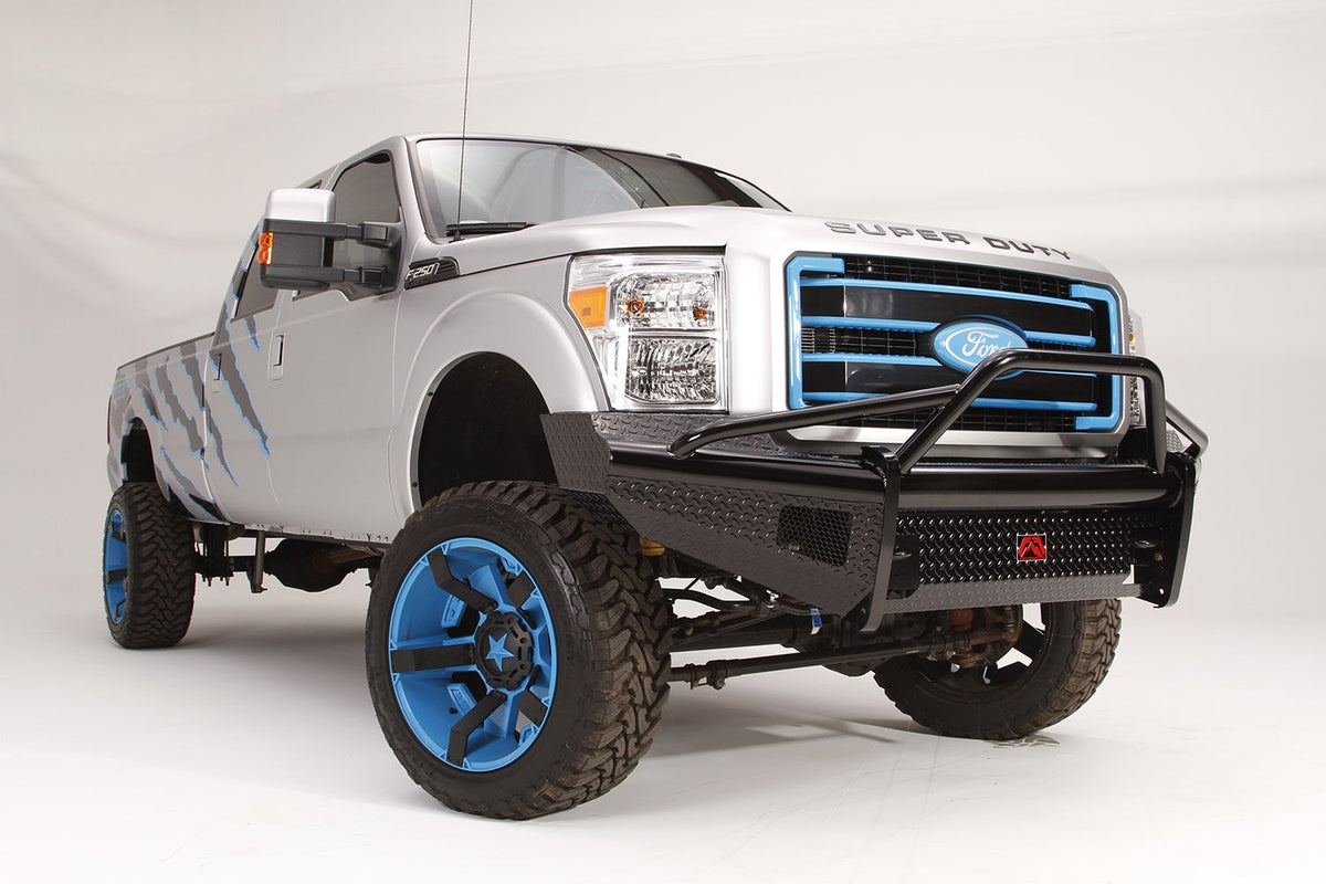 Fab Fours 2011 2016 Ford Super Duty Front Ranch Bumper w Pre-runner Guard (F250 - F550) w Tow Hooks