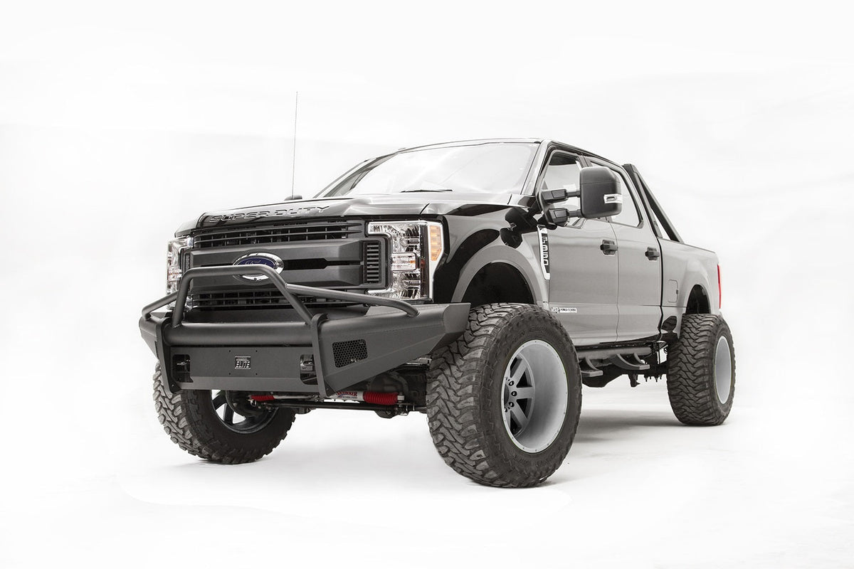 Fab Fours 2017 2022 Ford Super Duty Front ELITE Ranch Bumper w Pre-runner Guard (F250-F550) w Tow Hooks
