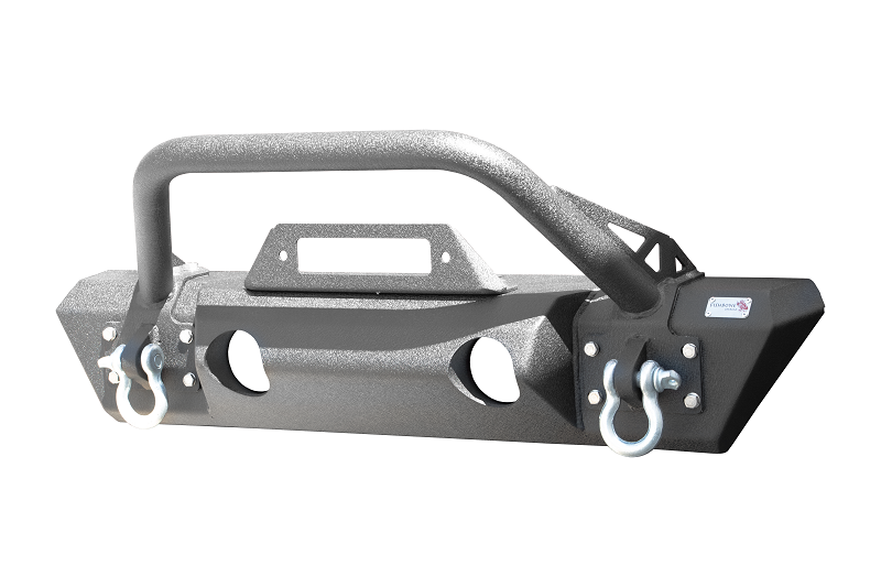 Fishbone JL Stubby Front Winch Bumper - Accepts OE Fogs - Black Powder Coated