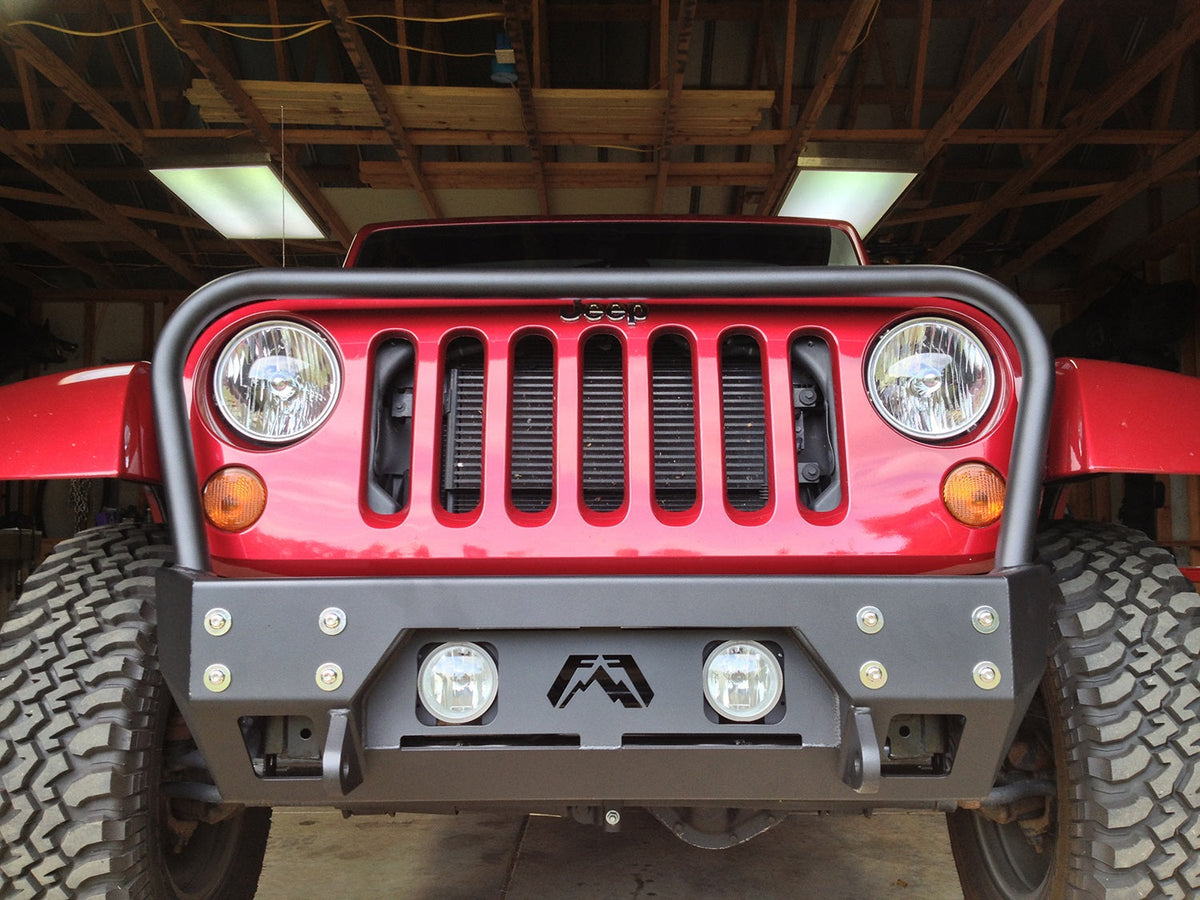 Fab Fours 2007 2018 Jeep JK FMJ Stubby Winch Bumper with grill guard