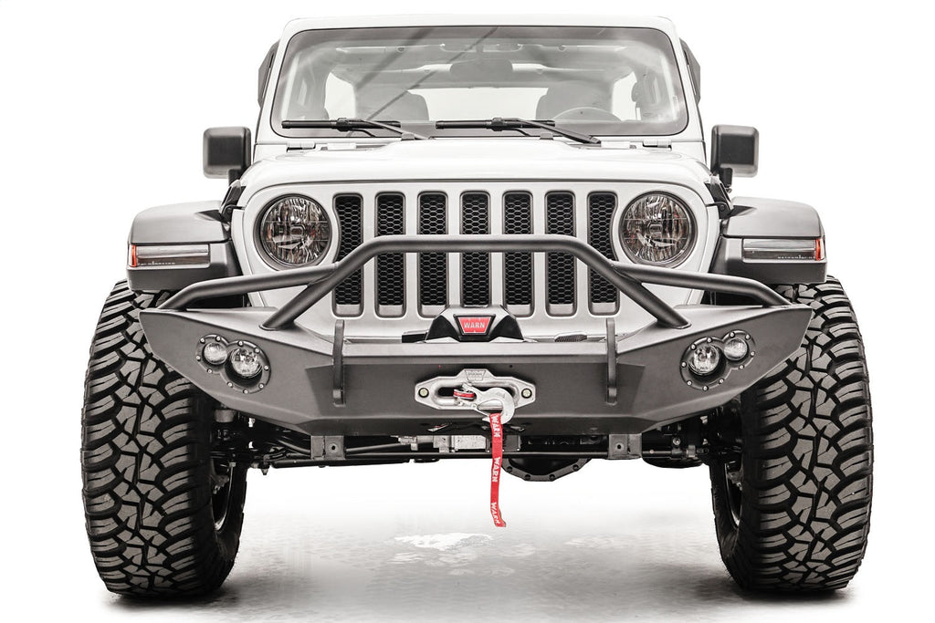 Fab Fours 2018;2019 2024 Jeep JL Lifestyle Winch Bumper w Pre-runner Guard Bare; Gladiator JT Lifestyle Winch Bumper w Pre-runner Guard Bare