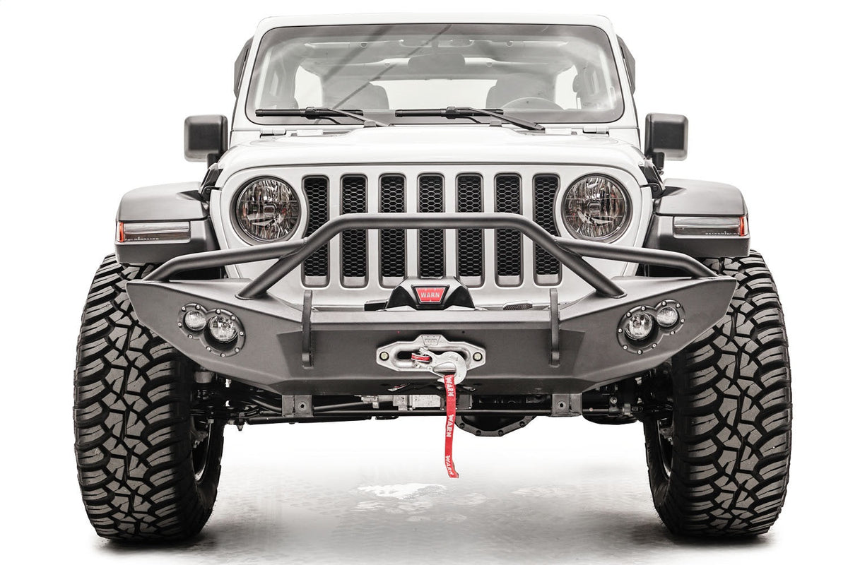 Fab Fours 2018;2019 2024 Jeep JL Lifestyle Winch Bumper w Pre-runner Guard Bare; Gladiator JT Lifestyle Winch Bumper w Pre-runner Guard Bare