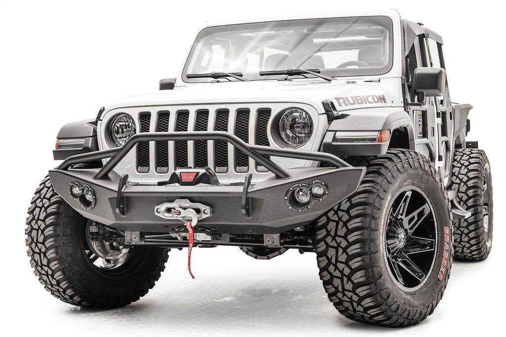 Fab Fours 2018;2019 2024 Jeep JL Lifestyle Winch Bumper w Pre-runner Guard Bare; Gladiator JT Lifestyle Winch Bumper w Pre-runner Guard Bare