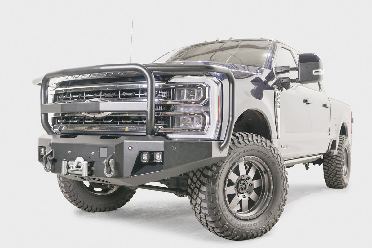 Fab Fours 2023 2026 Ford Super Duty New Premium front bumper w full grill guard and ACC Bare