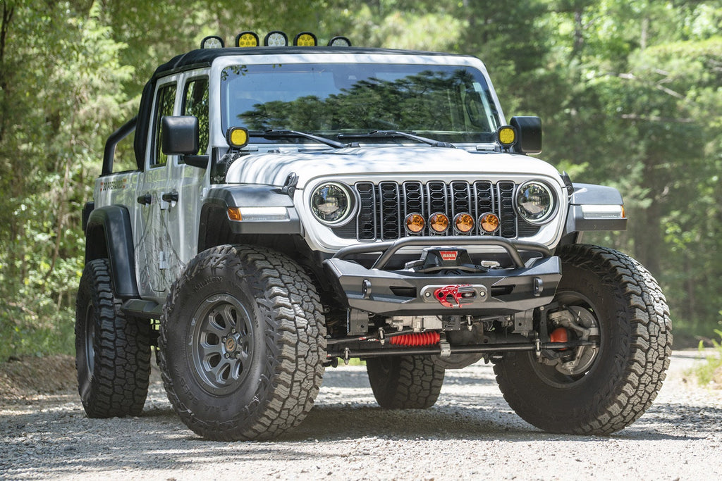 Fab Fours 2018 2026 Jeep Wrangler JL JT Premium Front Ghost Stubby Bumper w Pre-Runner Guard Bare