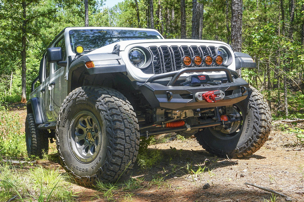 Fab Fours 2018 2026 Jeep Wrangler JL JT Premium Front Ghost Stubby Bumper w Pre-Runner Guard Bare