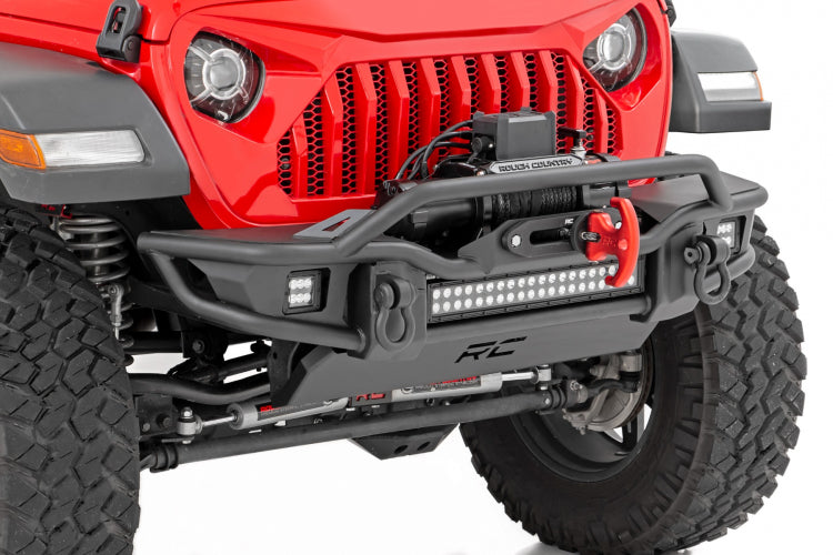 Rough Country Front Winch Bumper Tubular Skid Plate Jeep Gladiator JT Wrangler JK JL Wrangler Unlimited