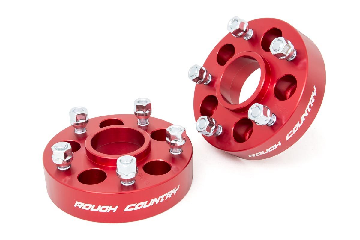 Rough Country 1.5 Inch Wheel Adapters 5x4.5 to 5x5 Red Jeep Cherokee XJ Comanche MJ Wrangler TJ