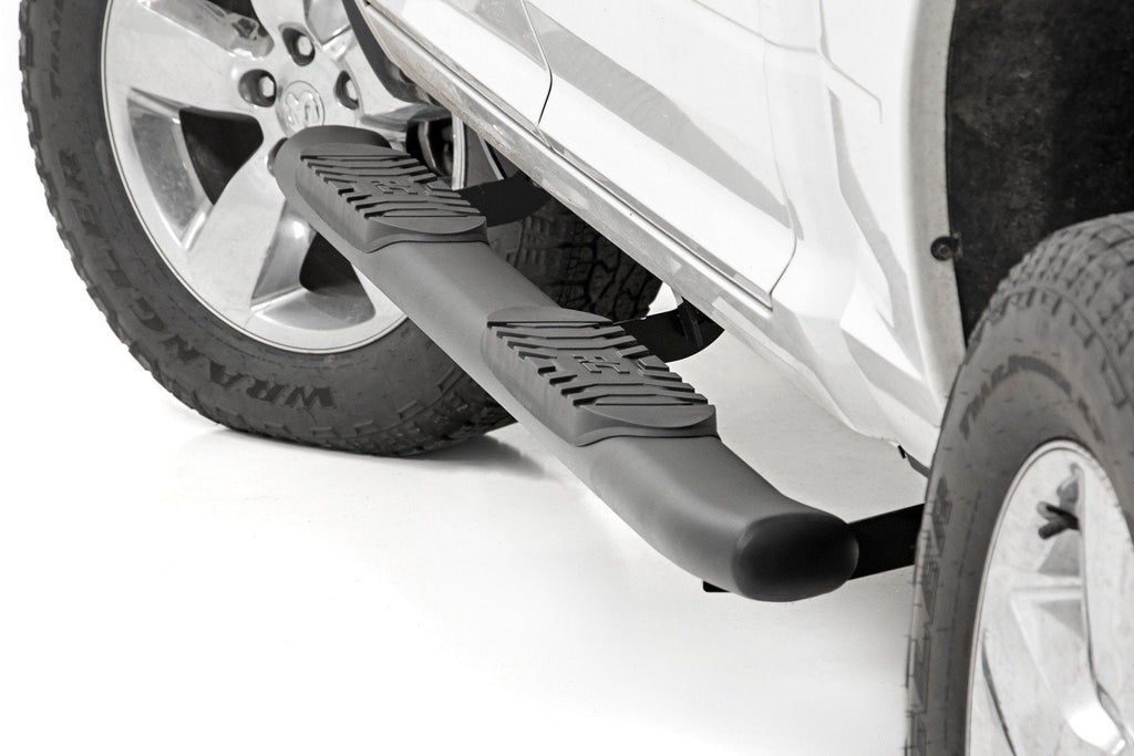 Rough Country Oval Nerf Step Crew Cab Black Ram 1500 2500 3500 2WD 4WD (2010-2025 Classic)