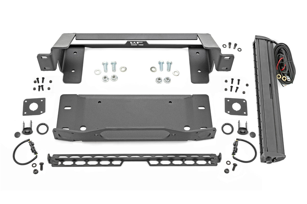 Rough Country High Winch Mount All Models 20 Inch Black Single Row LED Ford Bronco (21-26)