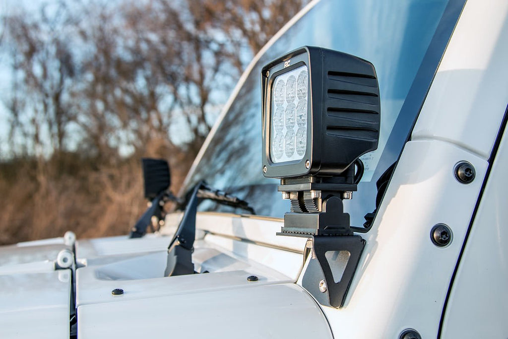 Rough Country Light Mounts Lower Windshield Jeep Wrangler JK Wrangler Unlimited (07-18)
