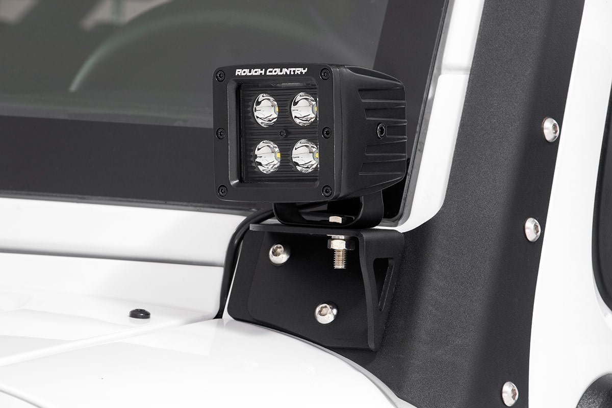 Rough Country LED Light Mount Lower Windshield Pod Jeep Wrangler JK Wrangler Unlimited (07-18)