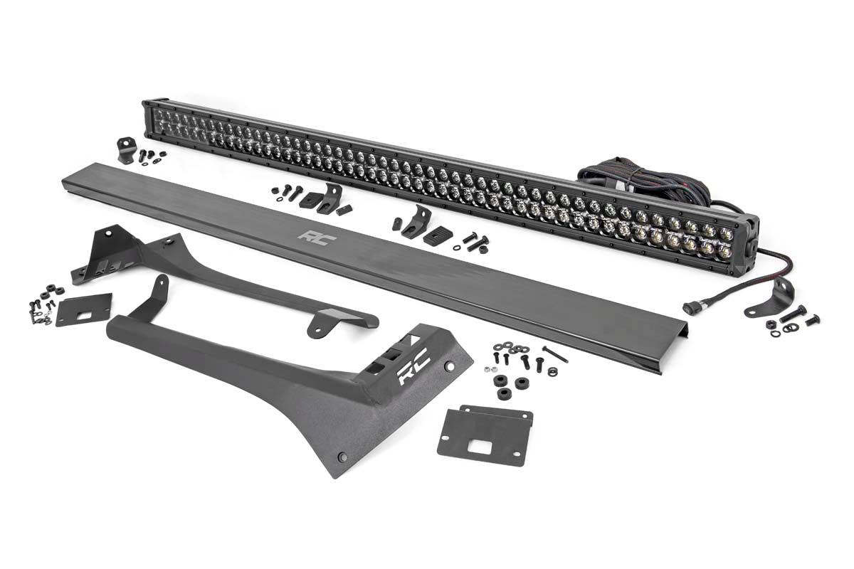 Rough Country LED Light Kit Windshield 50 BLK Dual Row Amber DRL Jeep Gladiator JT Wrangler JL (18-26)