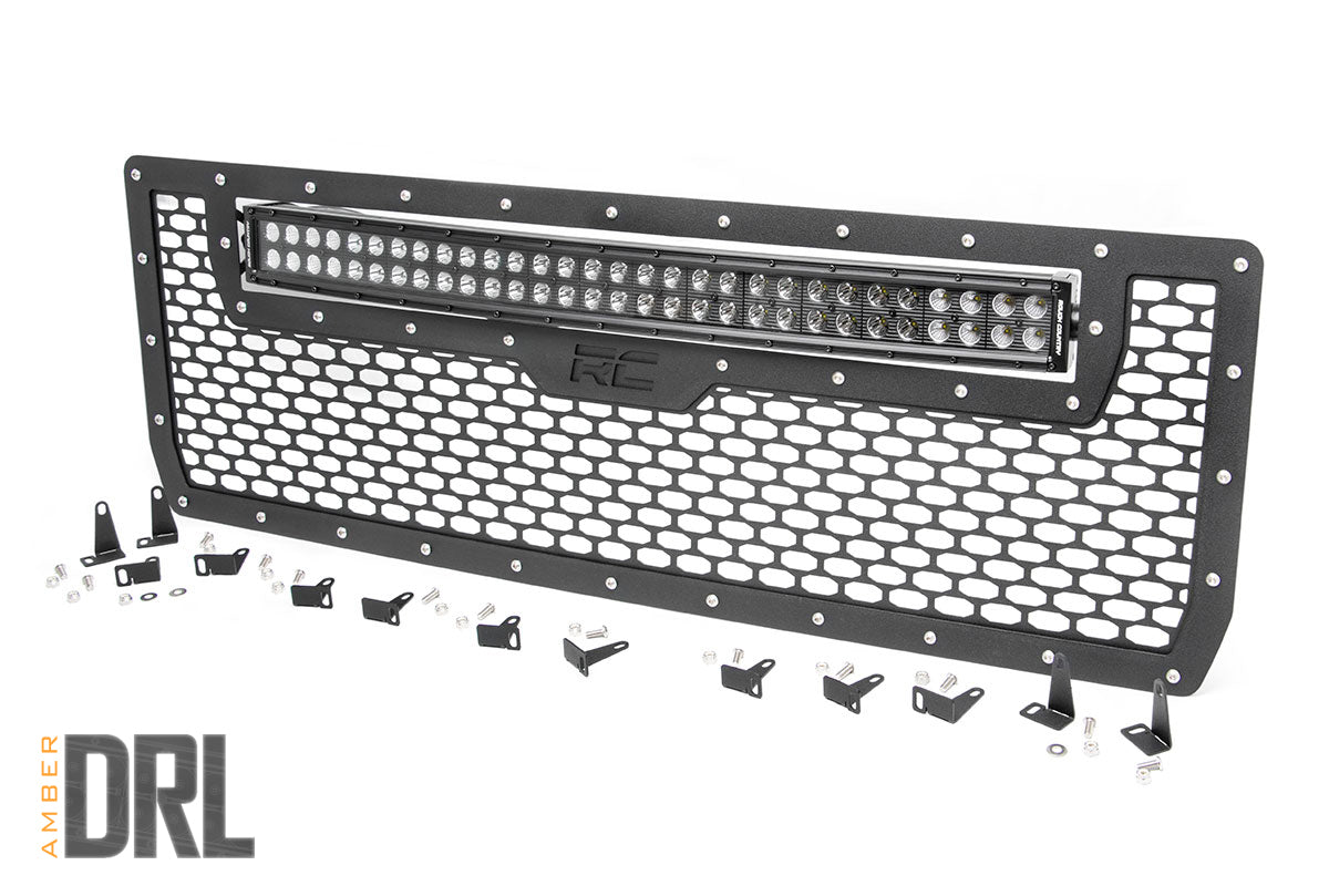 Rough Country Mesh Grille 30 Dual Row LED Black Amber DRL GMC Sierra 1500 (14-15)