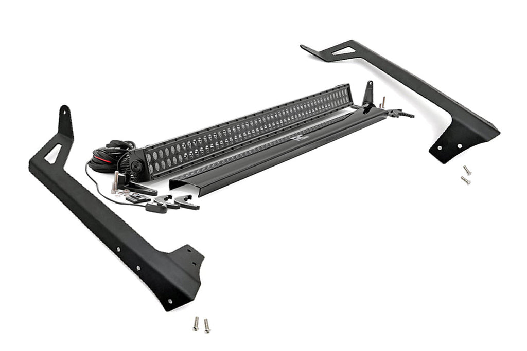 Rough Country LED Light Kit Windshield Mount 50 Black Dual Row Jeep Wrangler JK (07-18)