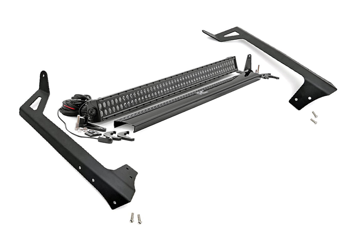 Rough Country LED Light Kit Windshield Mount 50 Black Dual Row Jeep Wrangler JK (07-18)